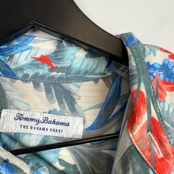 Tommy Bahama Mens Coast Villa Palms IslandZone Button Up Shirt Blue Gray - XS - Picture 3 of 8